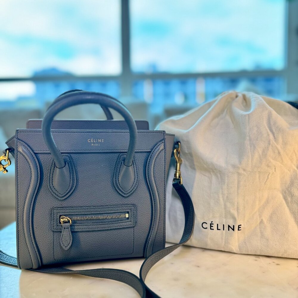 Celine Nano Luggage in Baby Drummed Calfskin Kohl - Picture 2 of 8